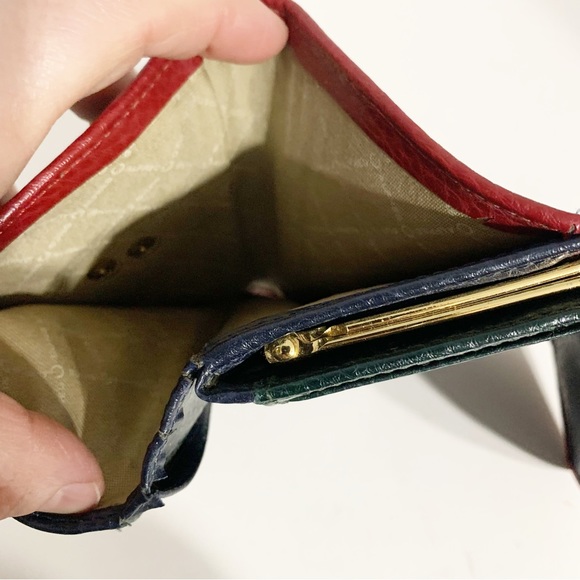 Vintage Alfred Sung Tri-Color Leather Wallet Flap with Snap Closure Change Purse - Picture 13 of 13